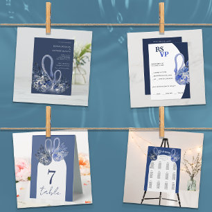 Convites Belo Cisne Em Casamento Azul Marinho