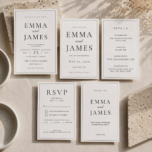 RSVP Cartão de Detalhes de Casamento Minimalista com Bo