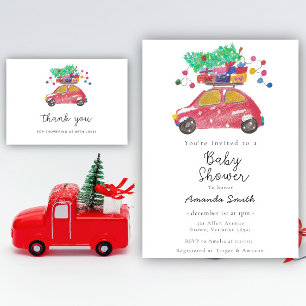 Pine-tree no autocolante vermelho obrigado você