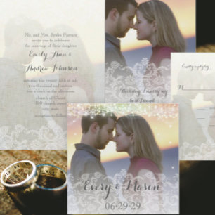 Convites Casamento de Madeira Rústica Country Faux Lace Bar