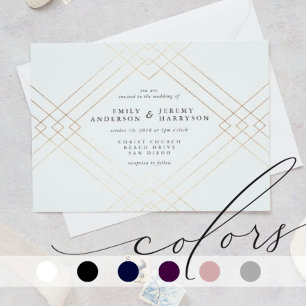 Cartão RSVP Casamento Dourado com Elegance Diamond Geo Deco