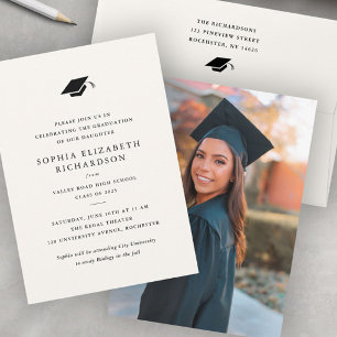 Convites Graduação de Fotos Simples em Preto e Branco