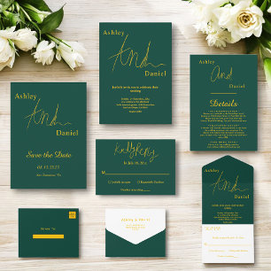 Casamento De Luxo Simples E Verde E Dourado Elegan