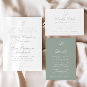Convites Talula Sage Green Elegant Wedding
