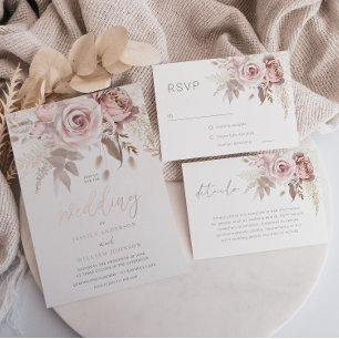 Leque Programa de Casamento Floral de Blush Gorgeous