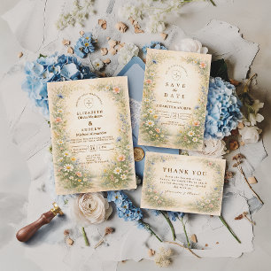 Convites Casamento no Campo com Rosado Azul