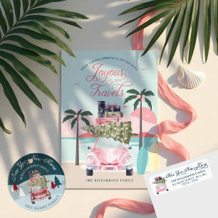 Poster Árvores de Natal de Corte Fresca Carro de Aquarela