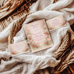 Cartão De Agradecimento Doce Romance de Morango Chás de Noiva
