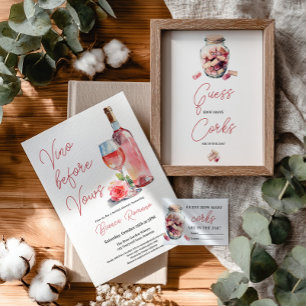 Convite de Chá de Noiva com Vinho Rosé Moderno Vin