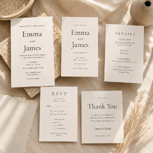 Convite de Casamento Minimalista Moderno Bege