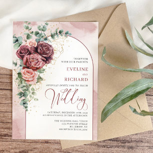 Cartão de detalhes floral de burgundy com blush mo