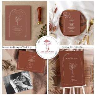Convites Buquê Arch Linha Terracotta Wedding Invitati