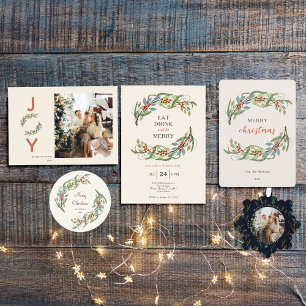 Poster Terra de Natal do Elegante Botânico Feliz