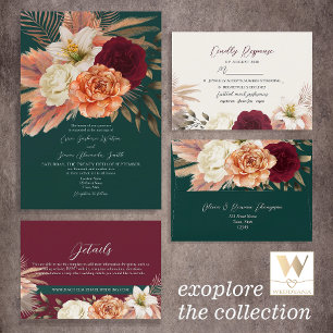 Poster Rustic Floral Emerald Green Wedding Bem-vindo