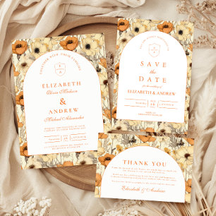 Cartão De Agradecimento Casamento Floral Romântico de Outono