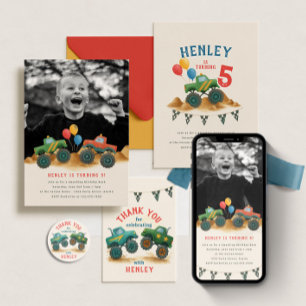 Convites Festa de aniversário de Fotografias de Monstros Di