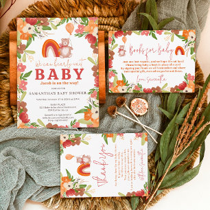 Cartão De Informações Livros arco-íris de ursos bonitos para chá de fral