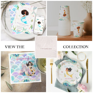 Convites Aniversário da Sereia da Glitter de Aquarela