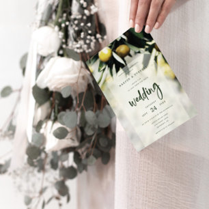 Convites Lemon Grove   Casamento de Verão Amarelo e Verde M