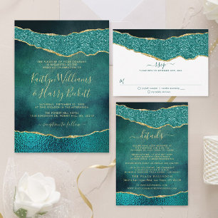 Turquesa Elegante e Casamento Dourado