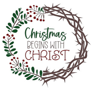 Caneca CHRISTMAS COMEÇA COM CRISTO Scripture Wreath Red