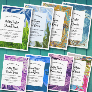 Convites Casamento Moderno Abstrato artístico Colorido Míni