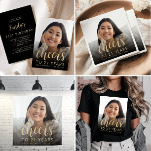 Camiseta Festa de aniversário de 21 anos de Animação de Fot