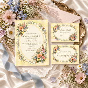 Cartão De Informações Sorteio de Fraldas de Flores Silvestres Cottagecor