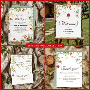 Adesivo Cogumelos florestais de madeira chá de fraldas flo