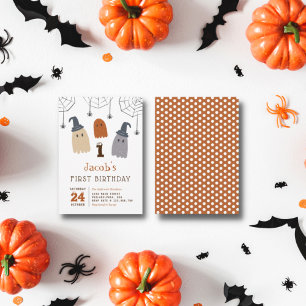 Convites Fantasmas e Aranhas Cute Spooky Primeiro Aniversár