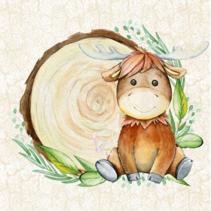 Convites Chá de fraldas de Aquarela de Moose Cósmica