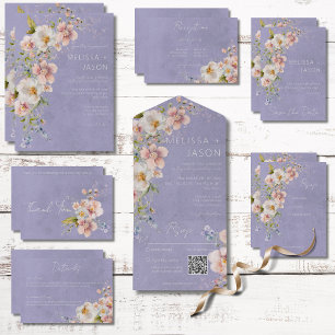 Convites Pastel Floral Modern Purple Weding