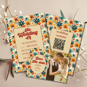 Groovy Retro 70s Casamento Floral