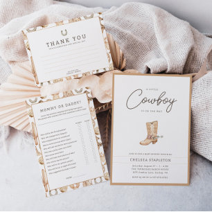 Convites Pequena Cowgirl Moderna Chá de fraldas do Rodeo Oc