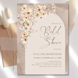 Poster Trendy neutro de flores silvestres com contagem de