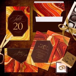 Abstrato Agate Chá de panela Hot Orange ID827