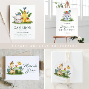 Convites Boho Watercolor Tribal Elephant Primeiro Aniversár