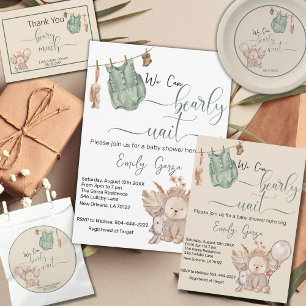 Adesivo Sexo Neutro Carbonato de Teddy Convite para Chá de