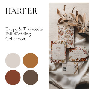 Cartão De Informações Elegante Moderno Terracotta Floral Boho Fall Códig
