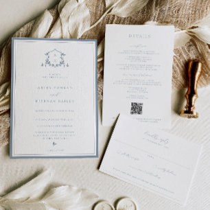 Convites Eternos Vinhas Monograma Crest de Casamento