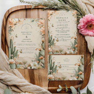 Convites Boho Desert Mountain Cactus Wedding