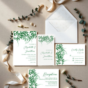 Convites Casamento de Folhas Botânicas Rusticas