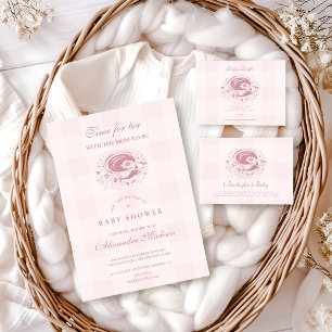 Cartão De Informações Chá Rosa Com A Mãe Para Estar Registrando