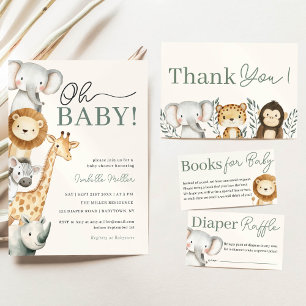 Cartão De Informações Greenerescente Selva Safari Livros Para Bebê