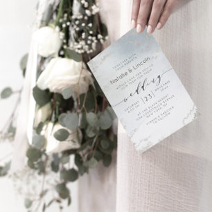 Convites Casamento Chic De Fosco Azul De Ombre Dusty