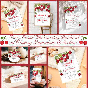 Convites Chá de fraldas de cereja Aquecida Berry