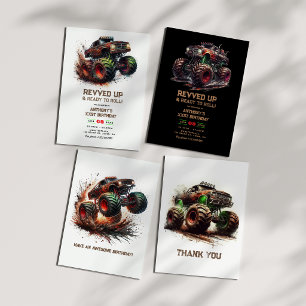 Convites "Revolvido e pronto para rodar" Monster Truck Aniv