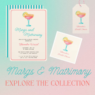 Convites Margs e Matrimony Cocktails Retro Chá de panela