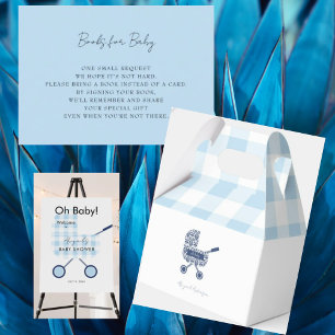 Convites Chá de fraldas Baby Blue Gingham