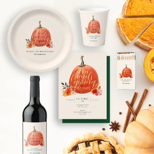 Cartão Postal Fall Autumn Ação de Graças Watercolor Pumpkin